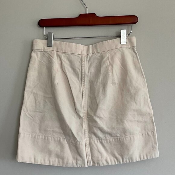 Everlane The Canvas Stamp A-Line Skirt Button Fly Slash Pockets Size 4 Cream - Picture 3 of 3